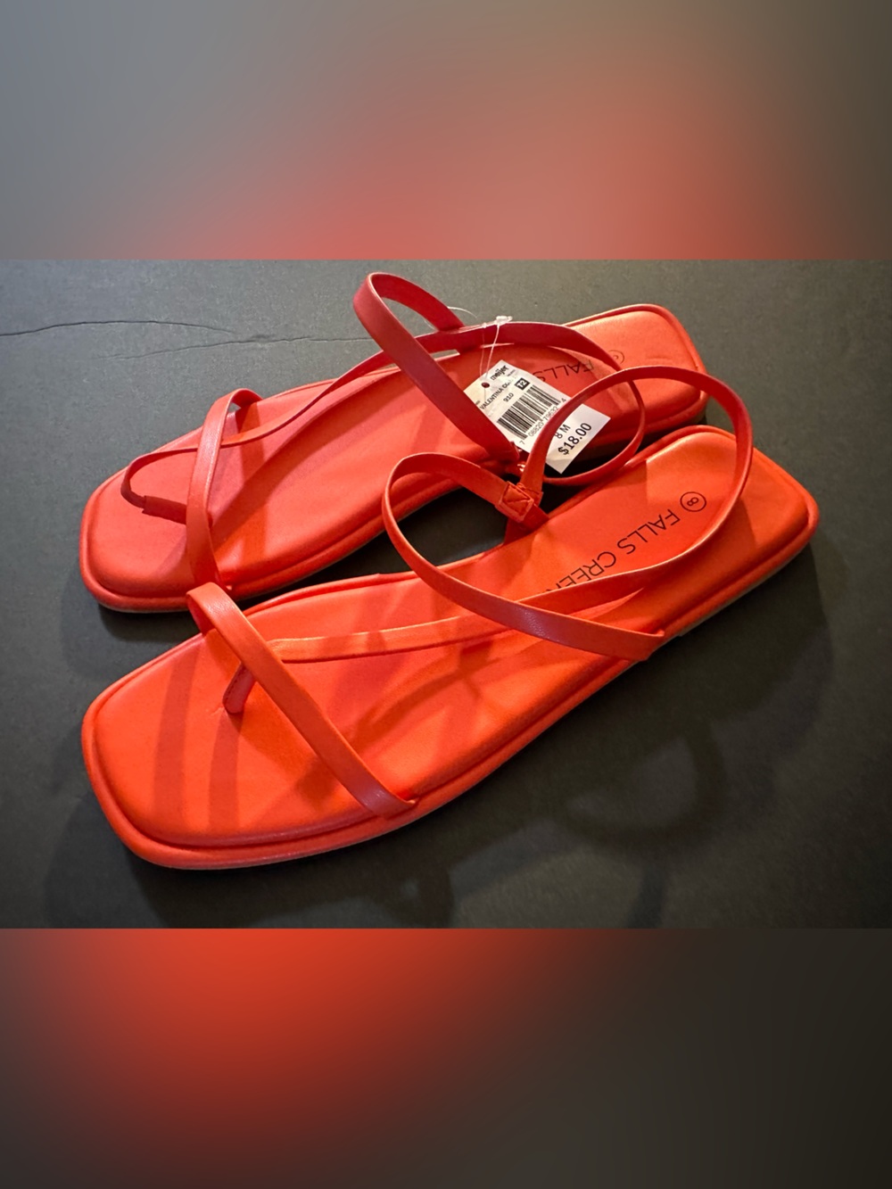 Falls Creek Bright Red Minimalist Strappy Sandals